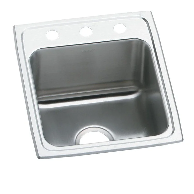 Kitchen Sink Lustertone Classic 15 x 22 Inch Single Bowl 2 Hole ADA Lustrous Satin Drop-In Rectangle Drain Location Rear Center Depth 6 Inch Bottom Only Pads