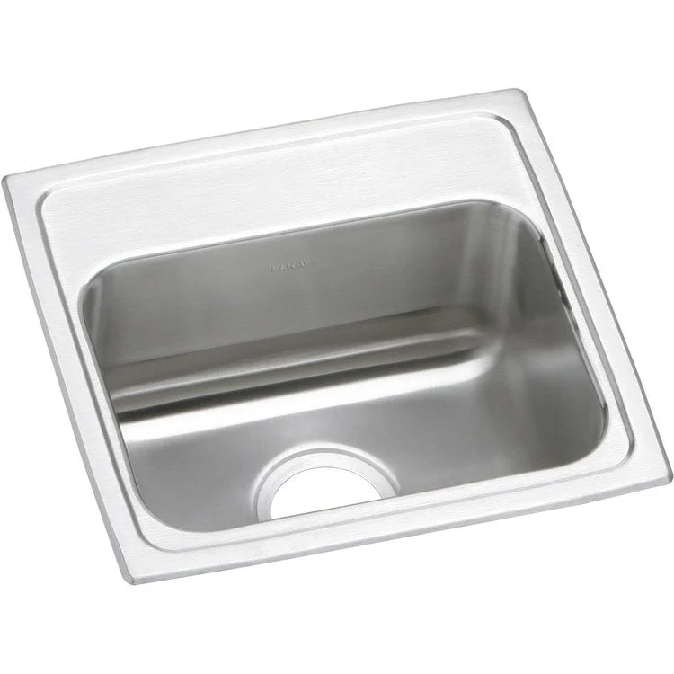 Kitchen Sink Lustertone Classic 17 x 16 Inch Single Bowl ADA Lustrous Satin Drop-In Rectangle Drain Location Center Depth 6-1/2 Inch Bottom Only Pads