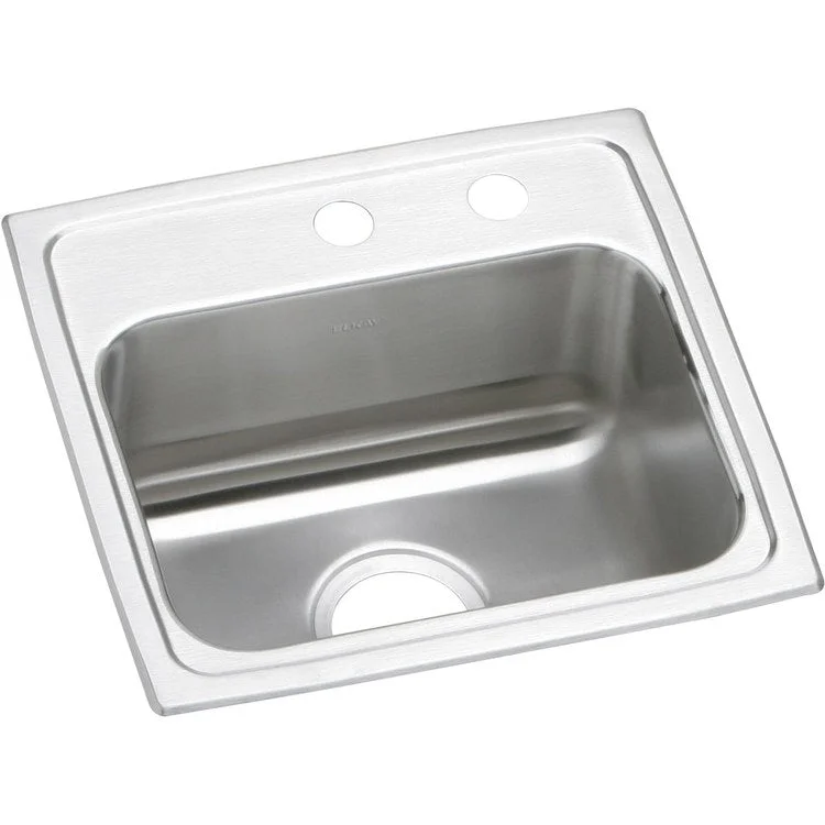 Kitchen Sink Lustertone Classic 17 x 16 Inch Single Bowl MR2 Hole ADA Lustrous Satin Drop-In Rectangle Drain Location Center Depth 6-1/2 Inch Bottom Only Pads