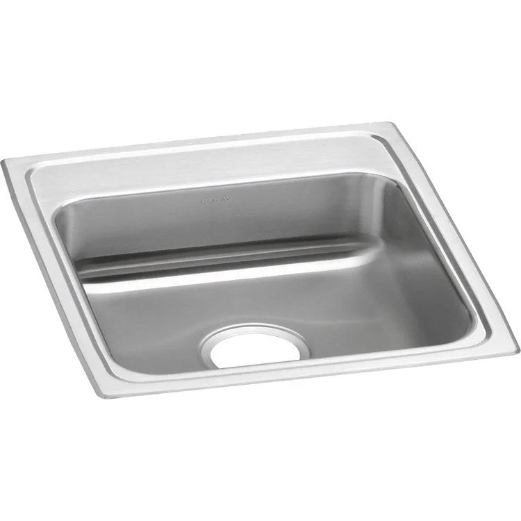 Kitchen Sink Lustertone Classic 17 x 20 Inch Single Bowl ADA Lustrous Satin Drop-In Rectangle Drain Location Rear Center Depth 6 Inch Bottom Only Pads