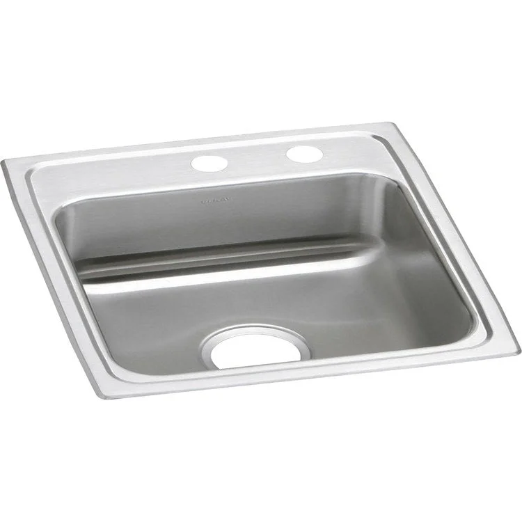 Kitchen Sink Lustertone Classic 17 x 20 Inch Single Bowl MR2 Hole ADA Lustrous Satin Drop-In Rectangle Drain Location Rear Center Depth 6 Inch Bottom Only Pads