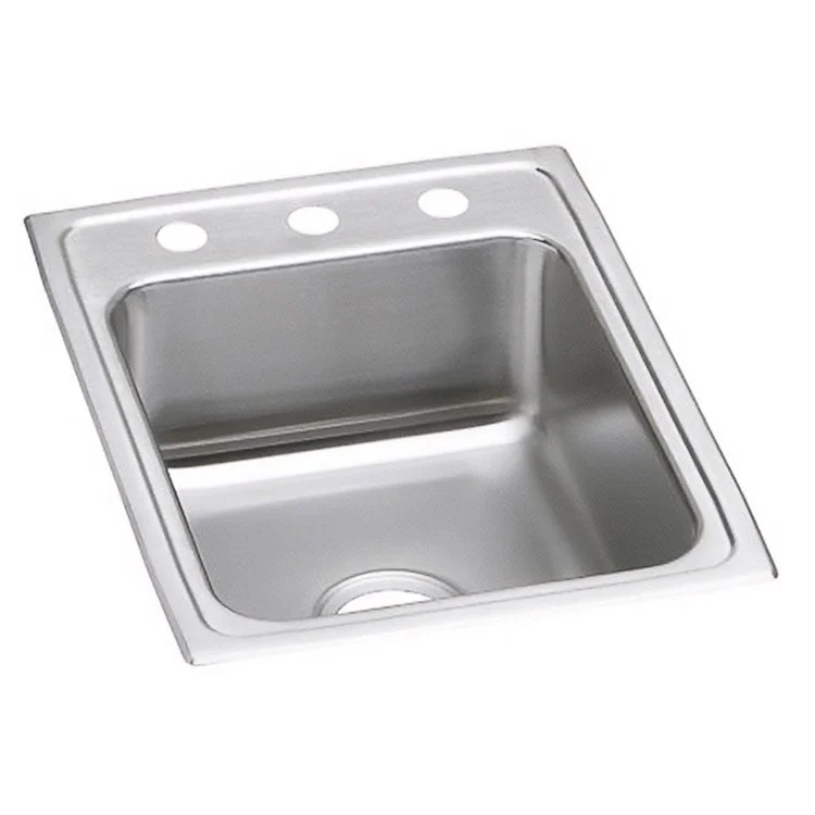 Kitchen Sink Lustertone Classic 17 x 22 Inch Single Bowl ADA Lustrous Satin Drop-In Rectangle Drain Location Rear Center Depth 5 Inch Bottom Only Pads