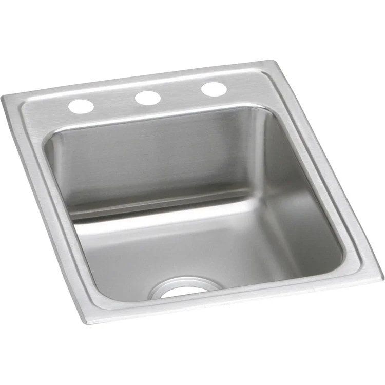 Lustertone Classic 17" Single Bowl ADA Stainless Steel Drop-In Kitchen Sink with 3 Holes