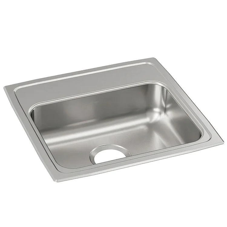 Kitchen Sink Lustertone Classic 19 x 18 Inch Single Bowl ADA Lustrous Satin Drop-In Rectangle Drain Location Rear Center Depth 5-1/2 Inch Bottom Only Pads