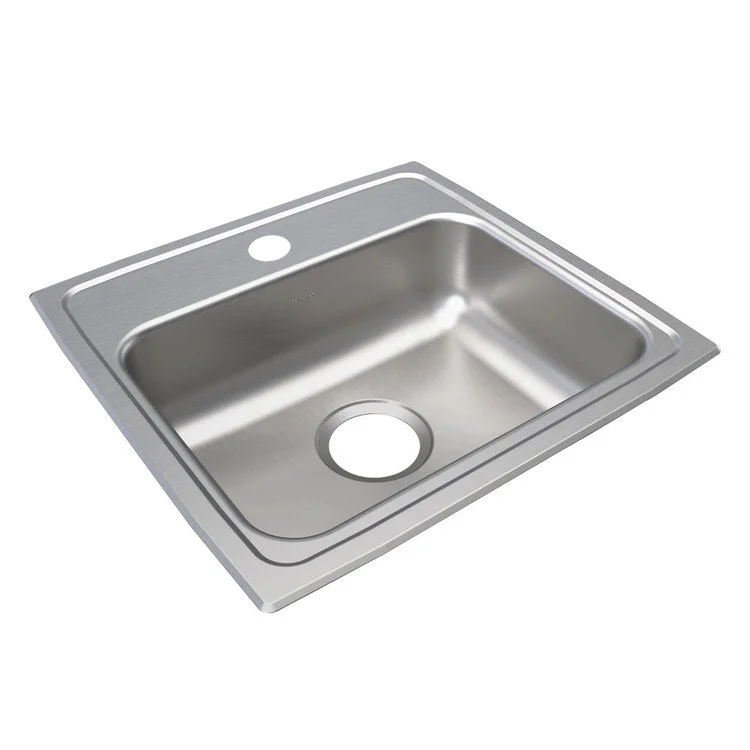 Lustertone Classic 19" Single Bowl ADA Stainless Steel Drop-In Kitchen Sink with 1 Hole