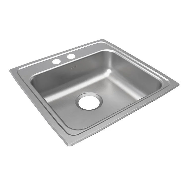 Lustertone Classic 19-1/2" Single Bowl ADA Stainless Steel Drop-In Kitchen Sink with 2 Holes