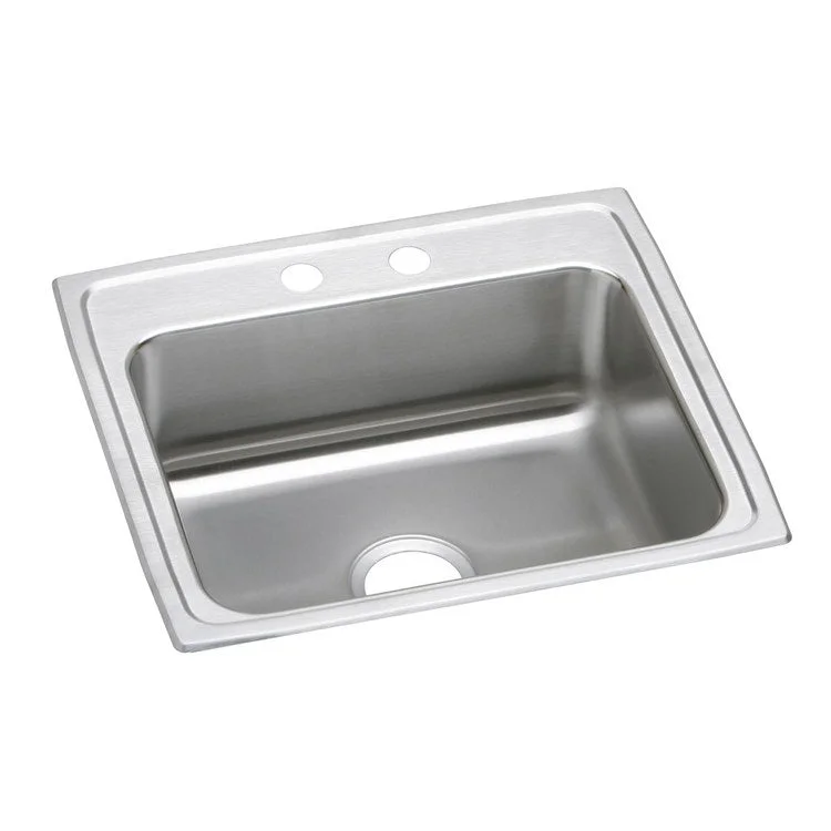 Kitchen Sink Lustertone Classic 22 x 19.5 Inch Single Bowl ADA Lustrous Satin Drop-In Rectangle Drain Location Rear Center Depth 5 Inch Bottom Only Pads