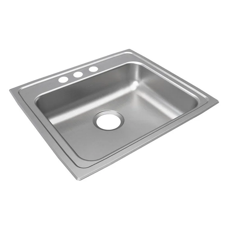 Lustertone Classic 22" Single Bowl ADA Stainless Steel Drop-In Kitchen Sink with 3 Holes