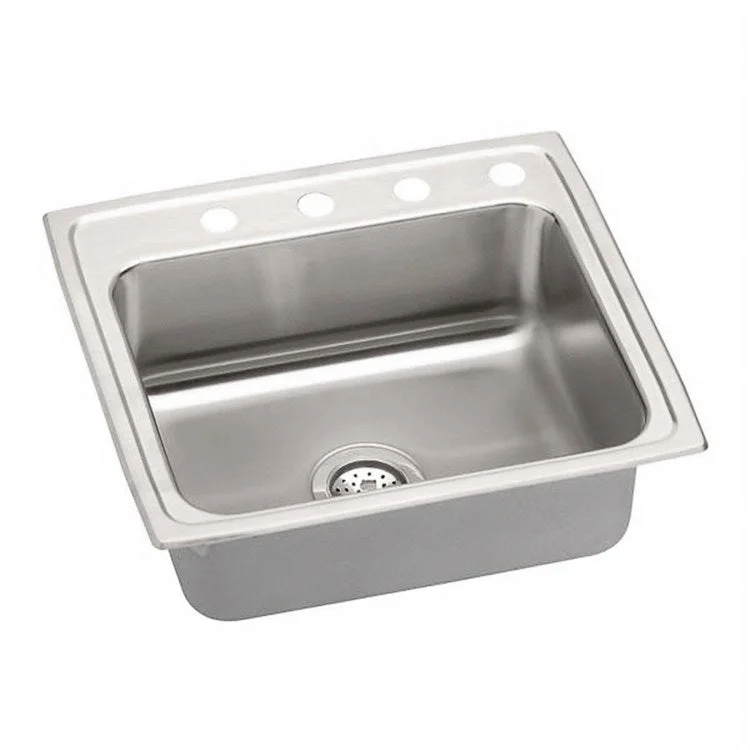 Lustertone Classic 22" Single Bowl ADA Stainless Steel Drop-In Kitchen Sink with 4 Holes