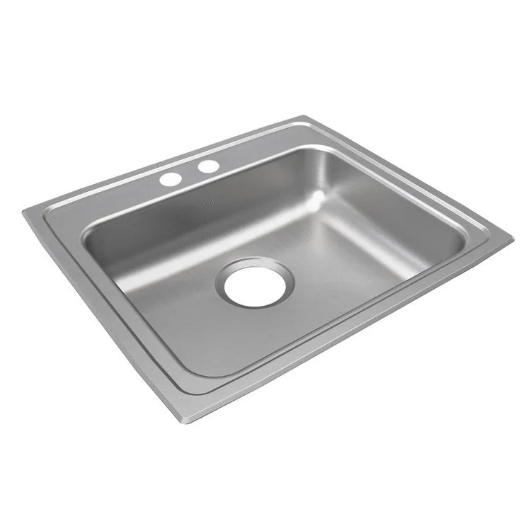 Lustertone Classic 22" Single Bowl ADA Stainless Steel Drop-In Kitchen Sink with 2 Holes