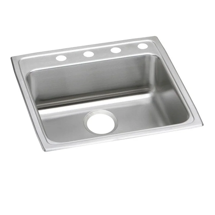 Kitchen Sink Lustertone Classic 22 x 22 Inch Single Bowl ADA Lustrous Satin Drop-In Square Drain Location Rear Center Depth 6 Inch Bottom Only Pads