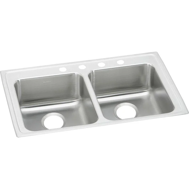 Lustertone Classic 29" Equal Double Bowl ADA Stainless Steel Drop-In Kitchen Sink with 3 Holes