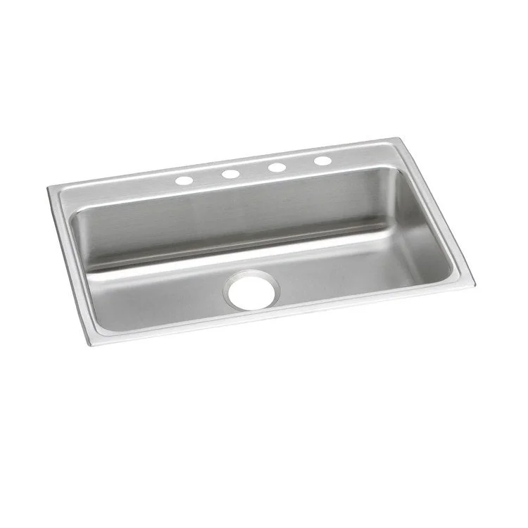 Kitchen Sink Lustertone Classic 31 x 22 Inch Single Bowl 1 Hole ADA Lustrous Satin Drop-In Rectangle Drain Location Rear Center Depth 5 Inch Bottom Only Pads