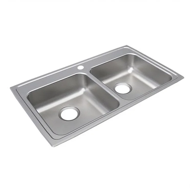 Lustertone Classic 33" Equal Double Bowl ADA Stainless Steel Drop-In Kitchen Sink with 4 Holes