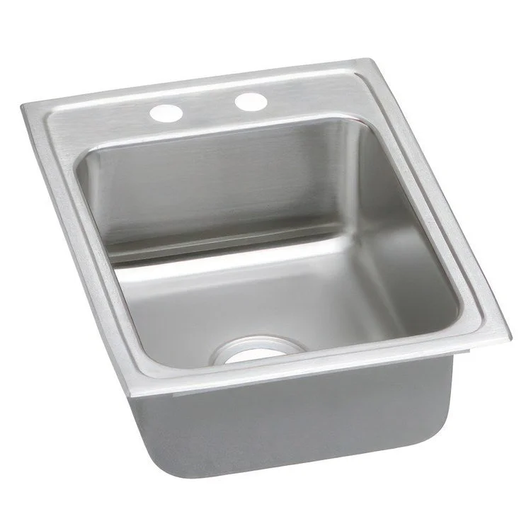 Kitchen Sink Lustertone Classic 17 x 22 Inch Single Bowl MR2 Hole ADA Lustrous Satin Drop-In Rectangle Drain Location Rear Center Depth 6 Inch Quick Clip Mounting System Bottom Only Pads