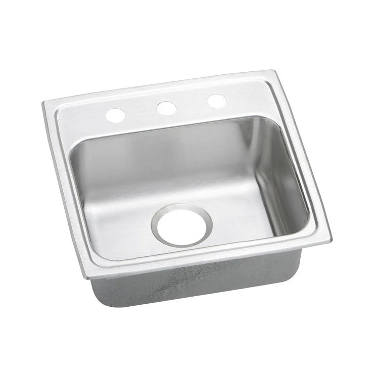 Kitchen Sink Lustertone Classic 19 x 18 Inch Single Bowl MR2 Hole ADA Lustrous Satin Drop-In Rectangle Drain Location Rear Center Depth 6-1/2 Inch Quick Clip Mounting System Bottom Only Pads