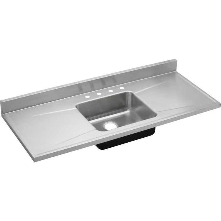 Lustertone Classic 60" Single Bowl Stainless Steel Drop-In Kitchen Sink with Drainboards/4 Holes