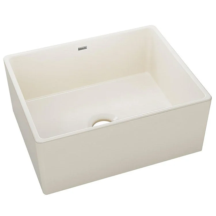 Kitchen Sink Fireclay 24.5 x 20 Inch Single Bowl Apron Front Biscuit Farmhouse Drain Location Center