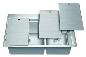 Nirali Exa Stainless Steel Double Bowl Kitchen Sink in 304 Grade Finish without Drainboard