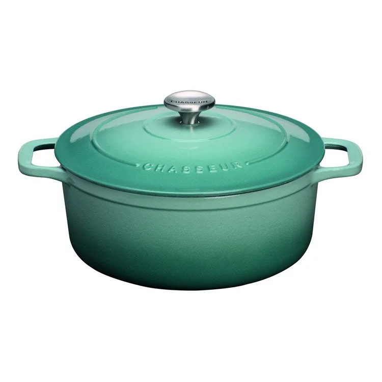 Chasseur French 2.6-Quart round Enameled Cast Iron Dutch Oven - Quartz Blue