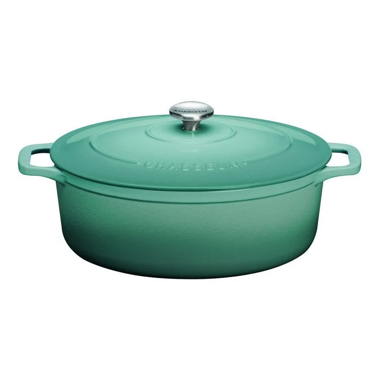 Chasseur French 5.3-Quart round Enameled Cast Iron Dutch Oven - Quartz Blue