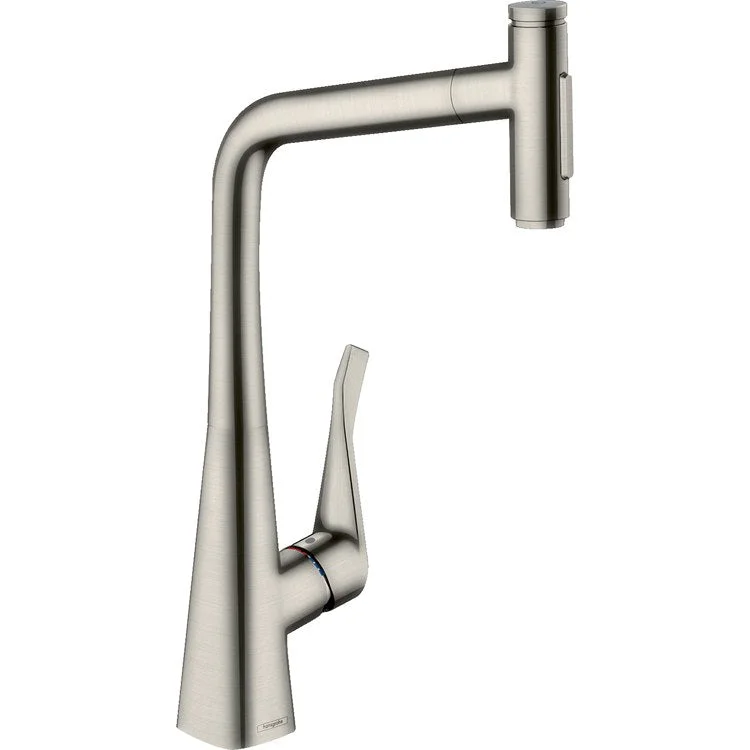 Kitchen Faucet Metris S sBox 1 Lever ADA Steel Optic Pull Down 2 Function High Arc Swivel 1.75 Gallons per Minute