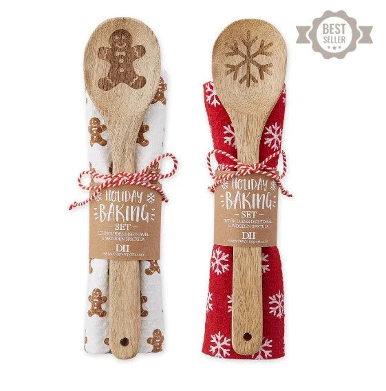 Holiday Baking Dishtowel + Spoon Gift Set Mixed Pack