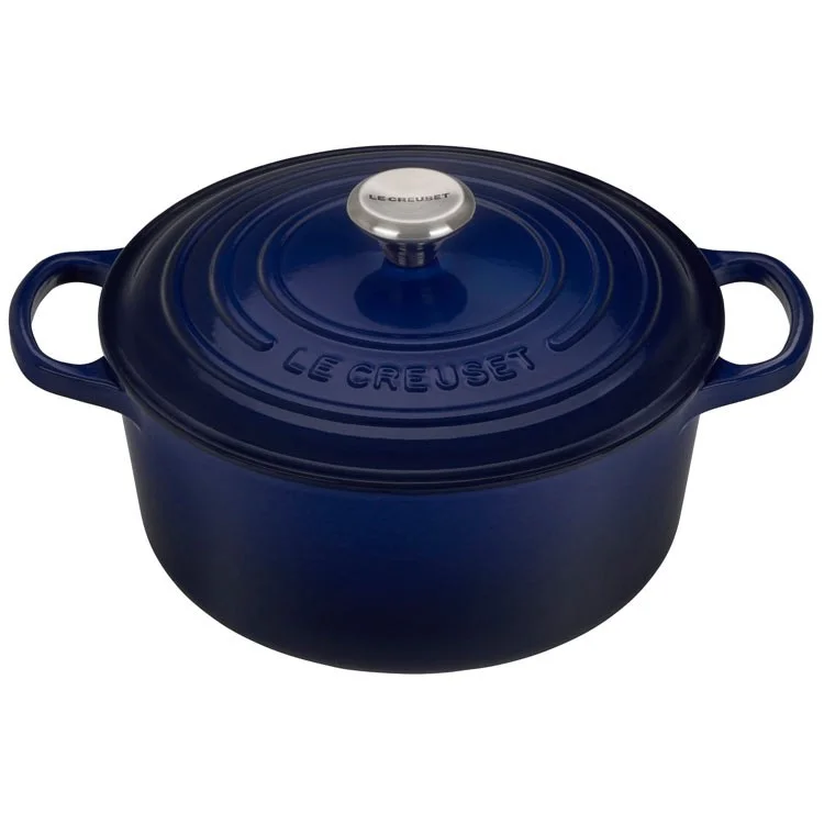 Signature 3.5-Quart Cast Iron Round Dutch Oven with Stainless Steel Knob - Indigo