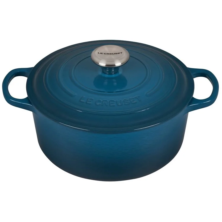 Signature 4.5-Quart Cast Iron Round Dutch Oven with Stainless Steel Knob -Deep Teal