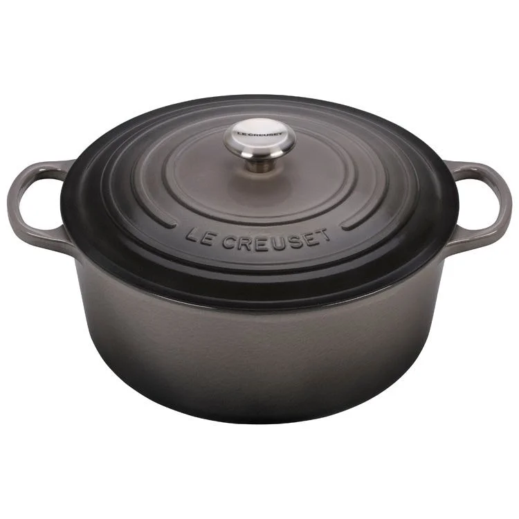 Signature 9-Quart Cast Iron Round Dutch Oven with Stainless Steel Knob - Oyster