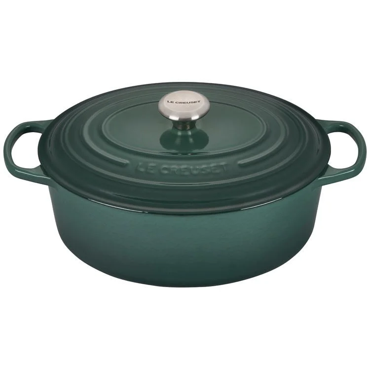 Signature 6.75-Quart Cast Iron Oval Dutch Oven with Stainless Steel Knob - Artichaut