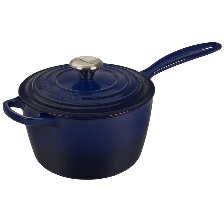 Signature 2.25-Quart Cast Iron Saucepan with Stainless Steel Knob - Indigo