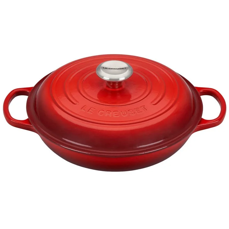 Signature 2.25-Quart Cast Iron Braiser with Stainless Steel Knob - Cerise