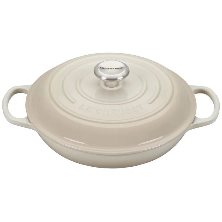 Signature 2.25-Quart Cast Iron Braiser with Stainless Steel Knob - Meringue