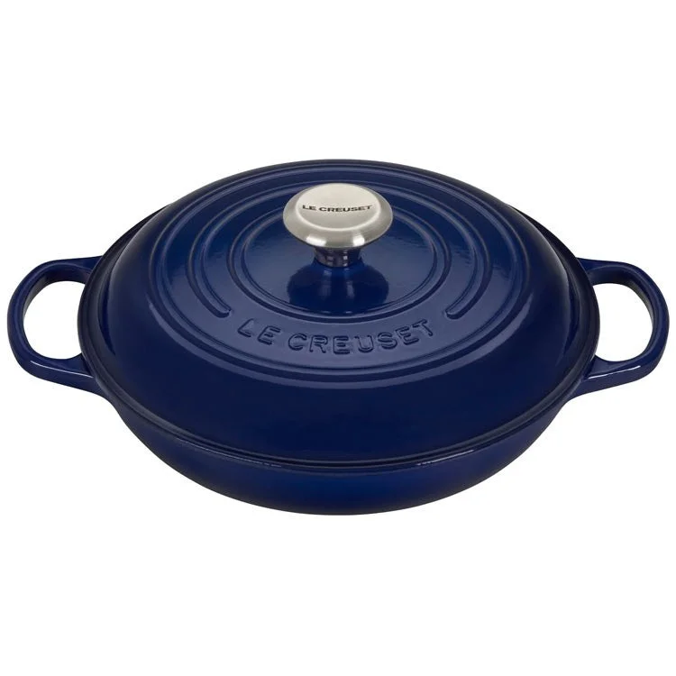 Signature 2.25-Quart Cast Iron Braiser with Stainless Steel Knob - Indigo