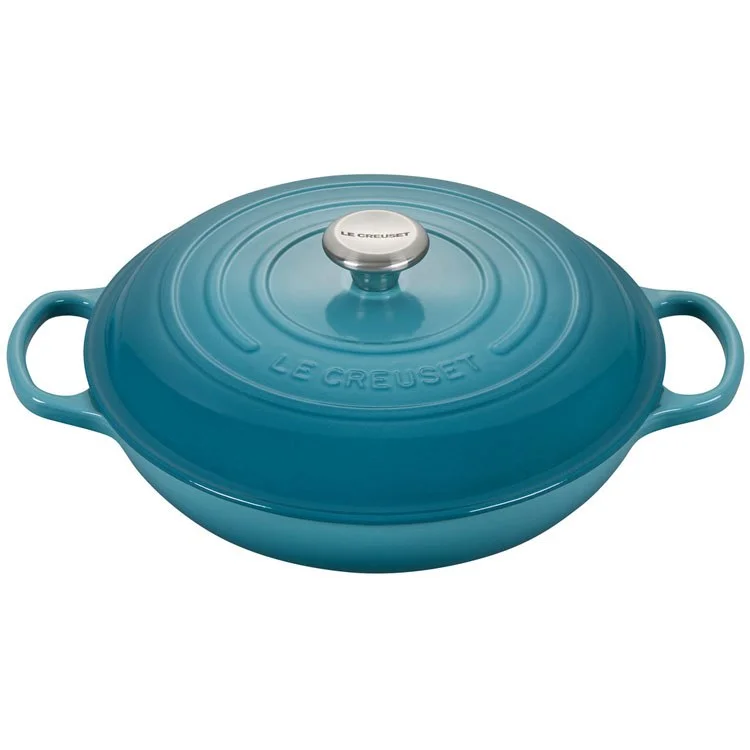 Signature 3.5-Quart Cast Iron Braiser with Stainless Steel Knob - Caribbean