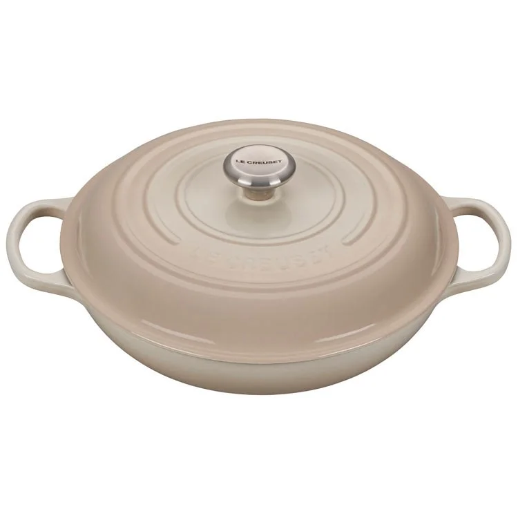 Signature 3.5-Quart Cast Iron Braiser with Stainless Steel Knob - Meringue