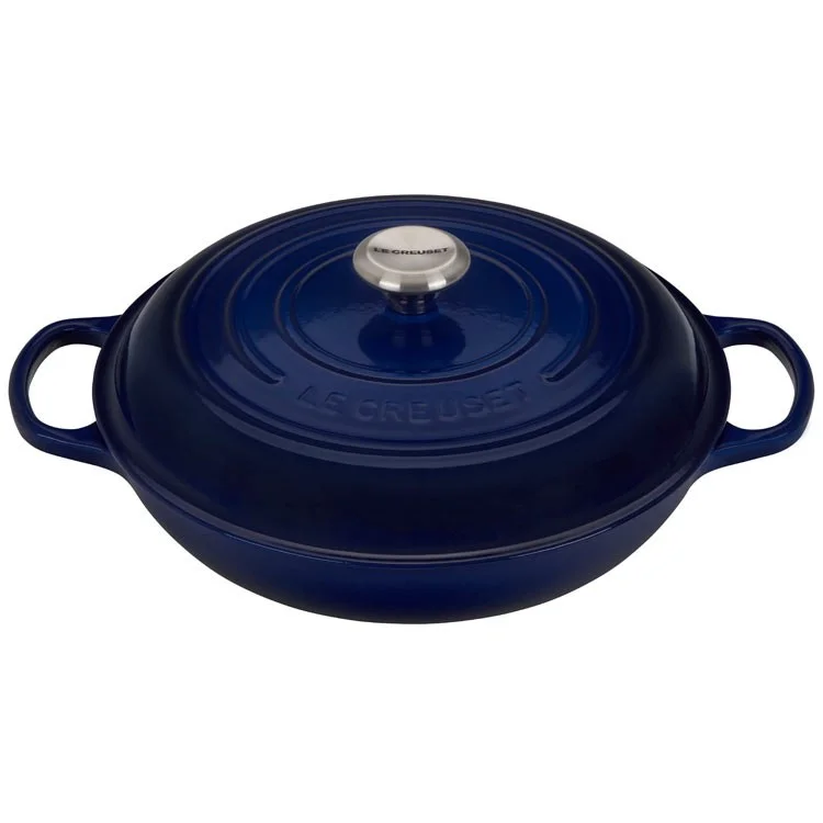 Signature 3.5-Quart Cast Iron Braiser with Stainless Steel Knob - Indigo