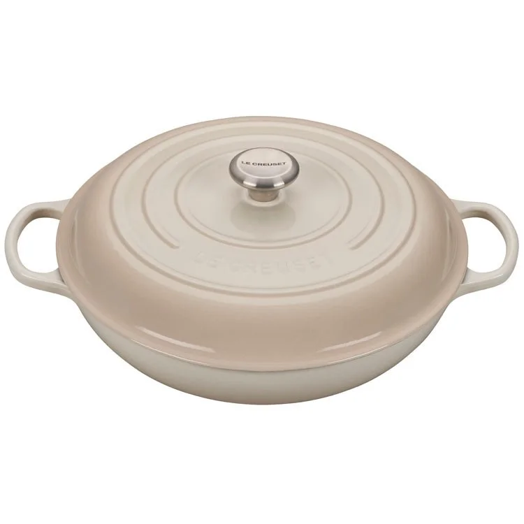 Signature 5-Quart Cast Iron Braiser with Stainless Steel Knob - Meringue