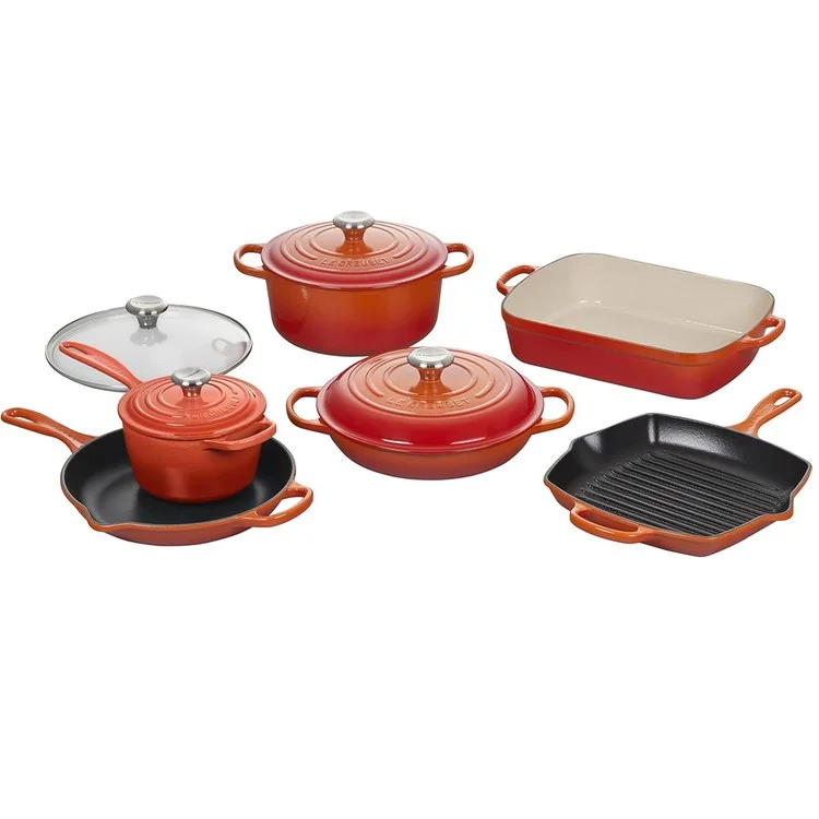 Signature 10-Piece Cast Iron Cookware Set - Flame