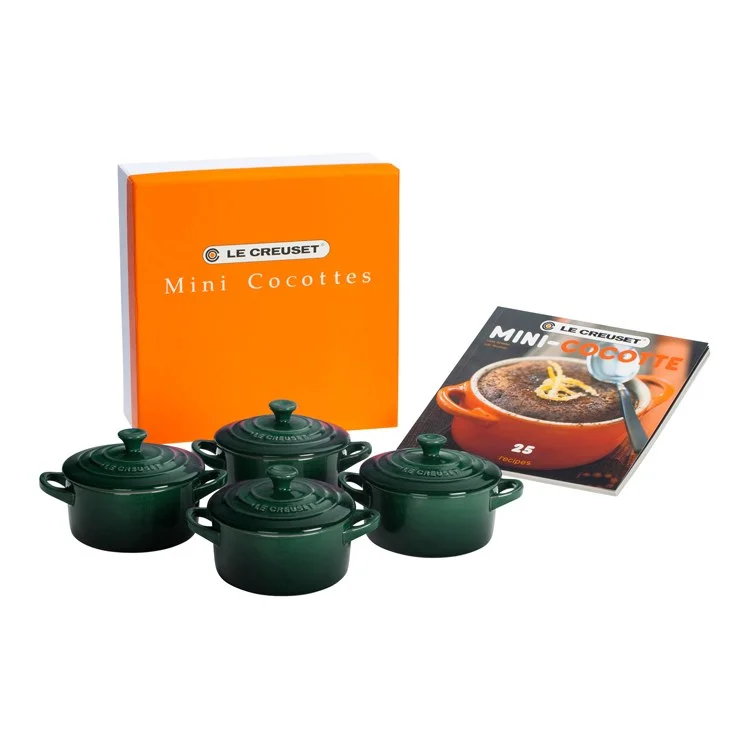 Stoneware Cocottes Set of 4 with Mini Cocotte Cookbook - Artichaut