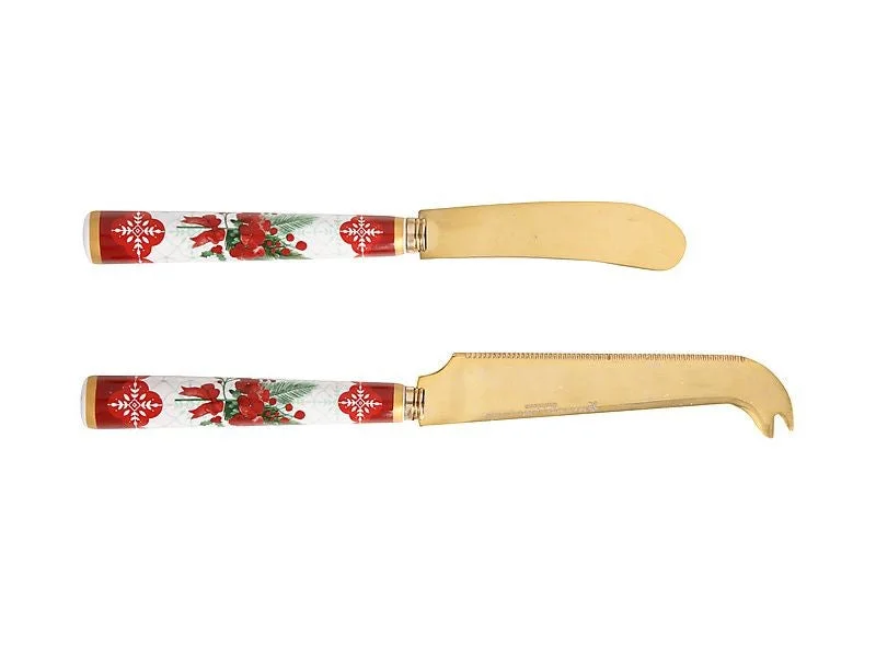 Maxwell & Williams Mistletoe Spreader & Cheese Knife Set