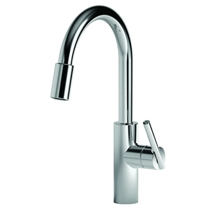 Kitchen Faucet East Linear 1 Lever ADA Midnight Chrome Pull Down Spout Height 9-1/7 Inch 1.8 Gallons per Minute