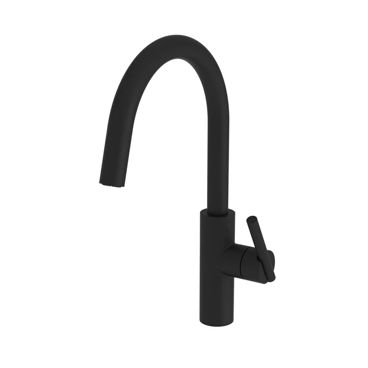 Kitchen Faucet East Linear 1 Lever ADA Flat Black Pull Down Spout Height 9-3/5 Inch 1.8 Gallons per Minute