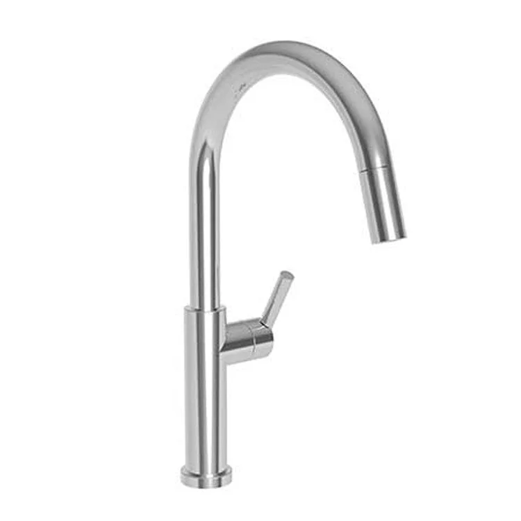 Kitchen Faucet East Linear 1 Lever ADA Polished Brass Uncoated Living Pull Down Spout Height 10 Inch 1.8 Gallons per Minute