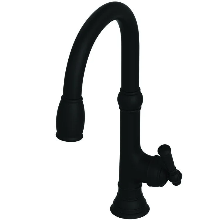 Kitchen Faucet Jacobean 1 Lever ADA Flat Black Pull Down Spout Height 9-4/5 Inch 1.8 Gallons per Minute