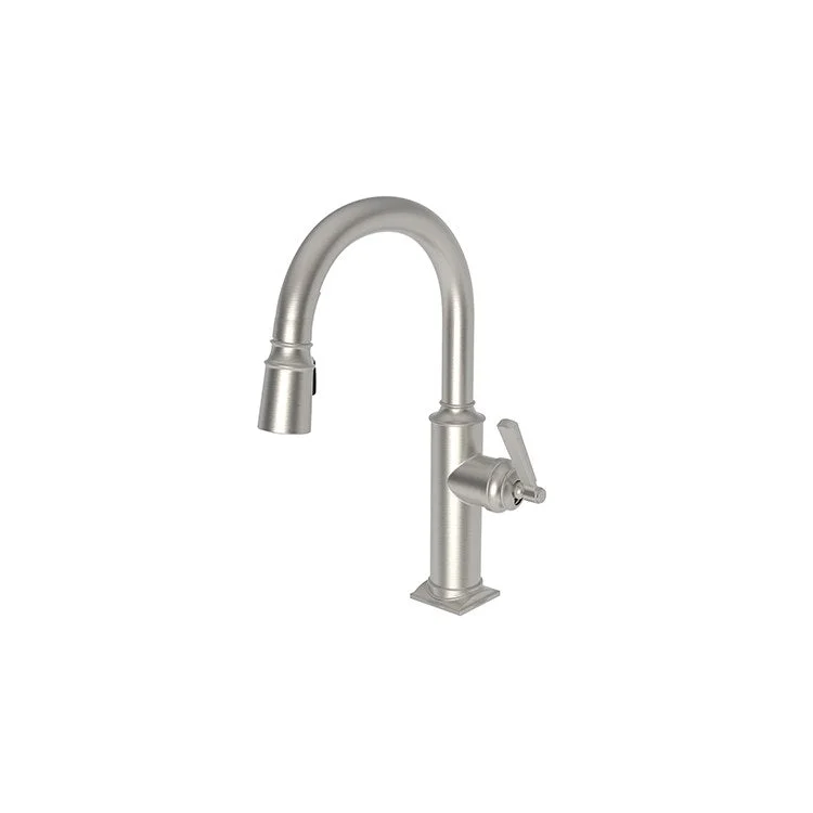 Bar Faucet Adams 1 Lever ADA Satin Nickel PVD Pull Down Swivel Brass Spout Height 8-2/7 Inch 1.8 Gallons per Minute