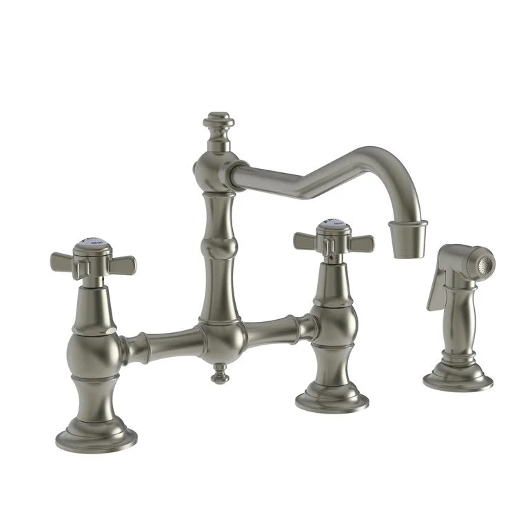 Kitchen Faucet Fairfield Bridge 8 Inch Spread 2 Cross ADA Satin Bronze PVD Sidespray Spout Height 6-3/8 Inch 1.8 Gallons per Minute