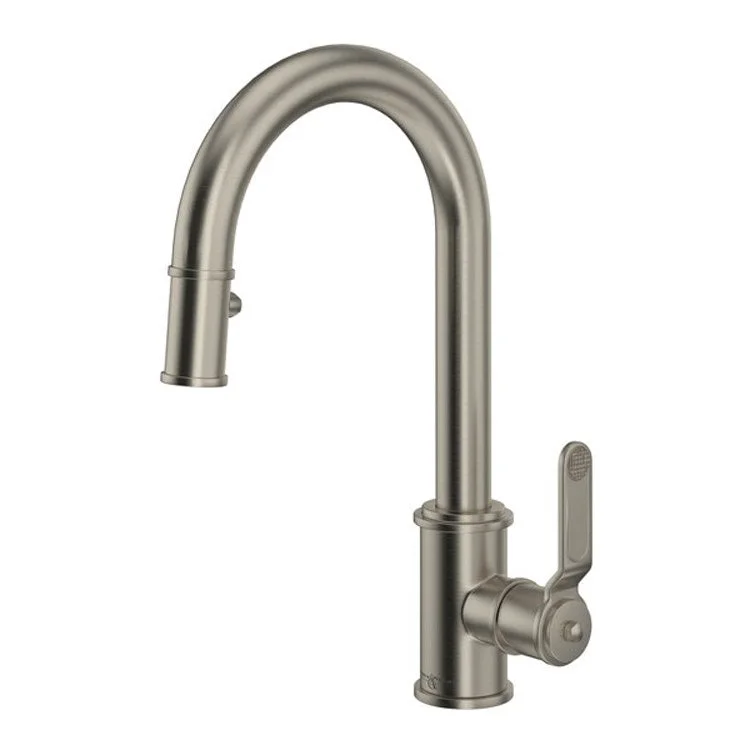 Kitchen Faucet Armstrong with Touchless Technology 1 Lever Satin Nickel Pull Down C-Spout Touchless Senses Presence 1.75 Gallons per Minute