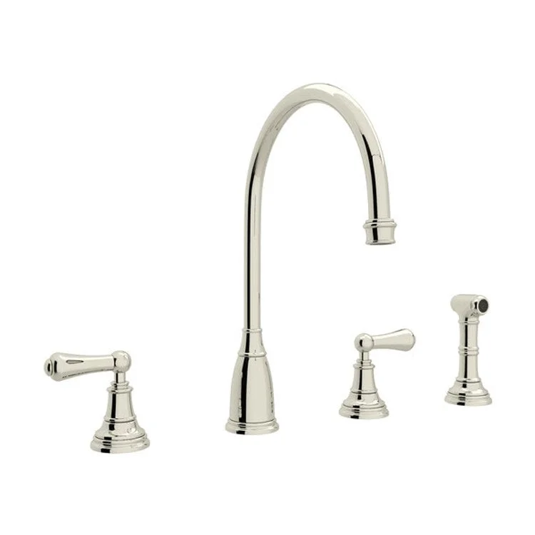 Kitchen Faucet Georgian Era 2 Lever Polished Nickel Swivel C-Spout 1.8 Gallons per Minute